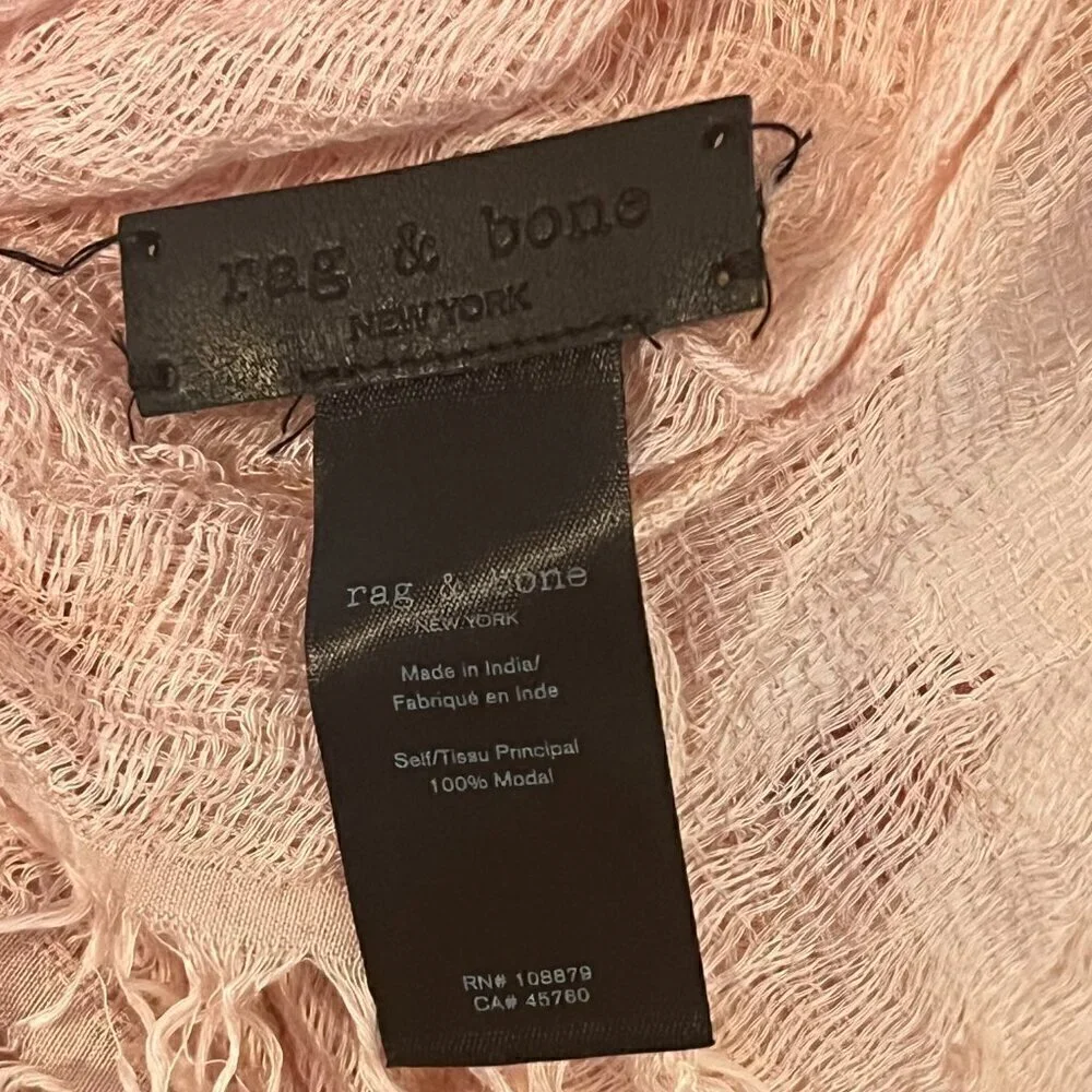 Rag&Bone Ultra Lightweight Soft Summer Shawl Wrap Pareo Scarf Light Pink NWOT*f
